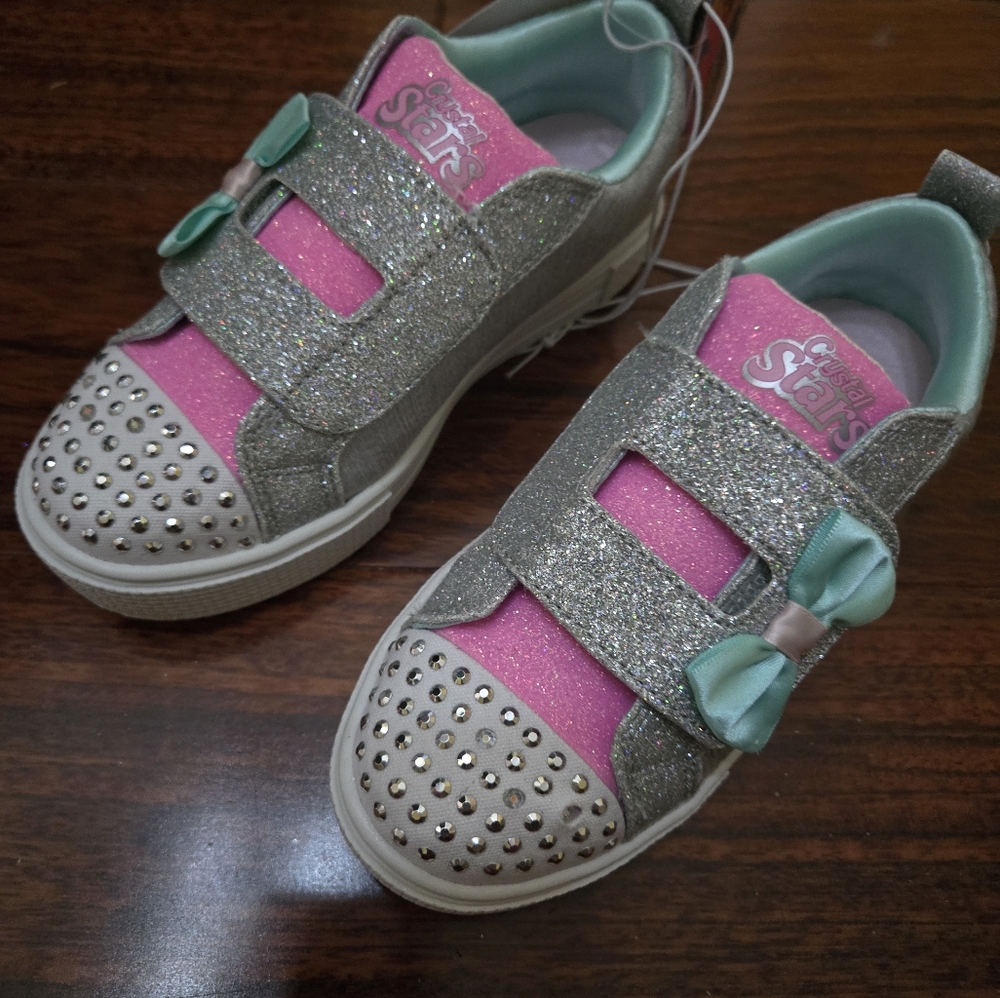 Skechers Glittery Pink and Silver Kids Shoes